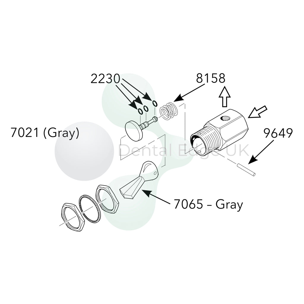 DCI 7021 Grey 2-Way Normally Closed Momentary Toggle Valve