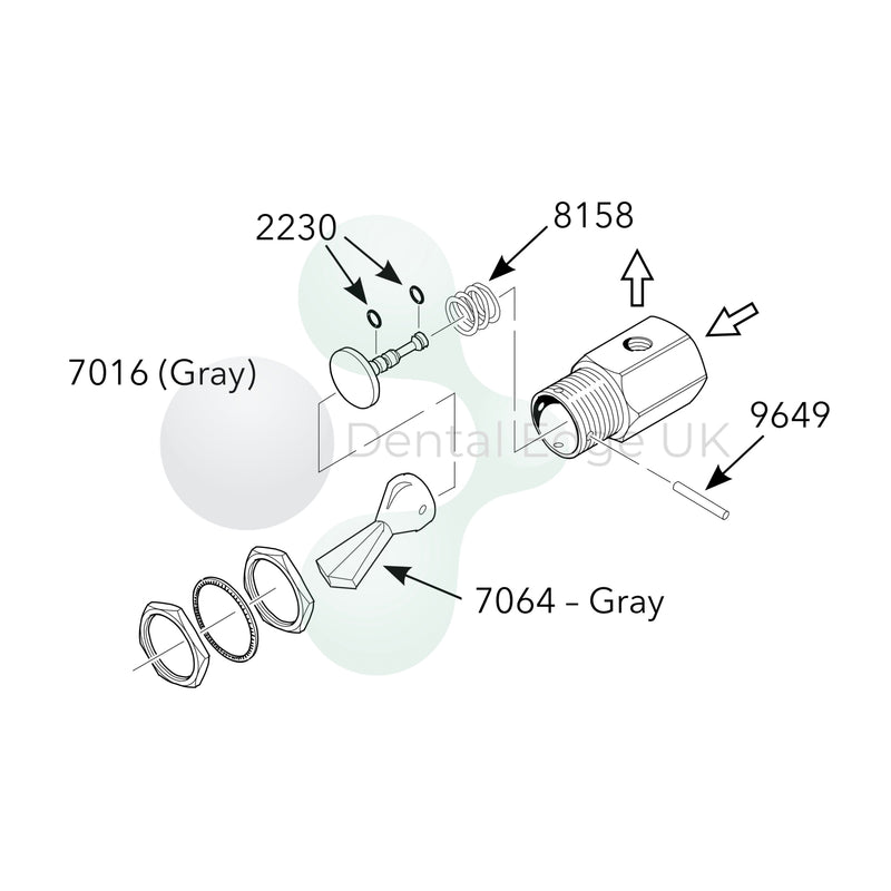 Dental Edge UK - DCI 7016 Grey On / Off 3-Way Toggle Valve