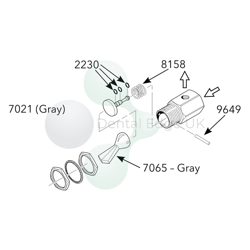 Dental Edge UK - DCI 7021 Grey 2-Way Normally Closed Momentary Toggle Valve