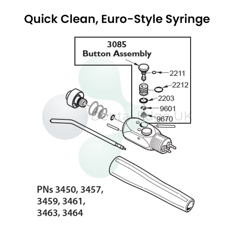 Dental Edge UK -  DCI 3085 3 in 1 Quick-Clean Syringe Button With Spring
