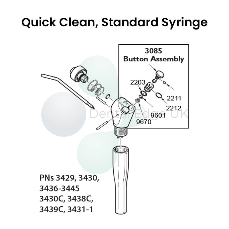 Dental Edge UK -  DCI 3085 3 in 1 Quick-Clean Syringe Button With Spring