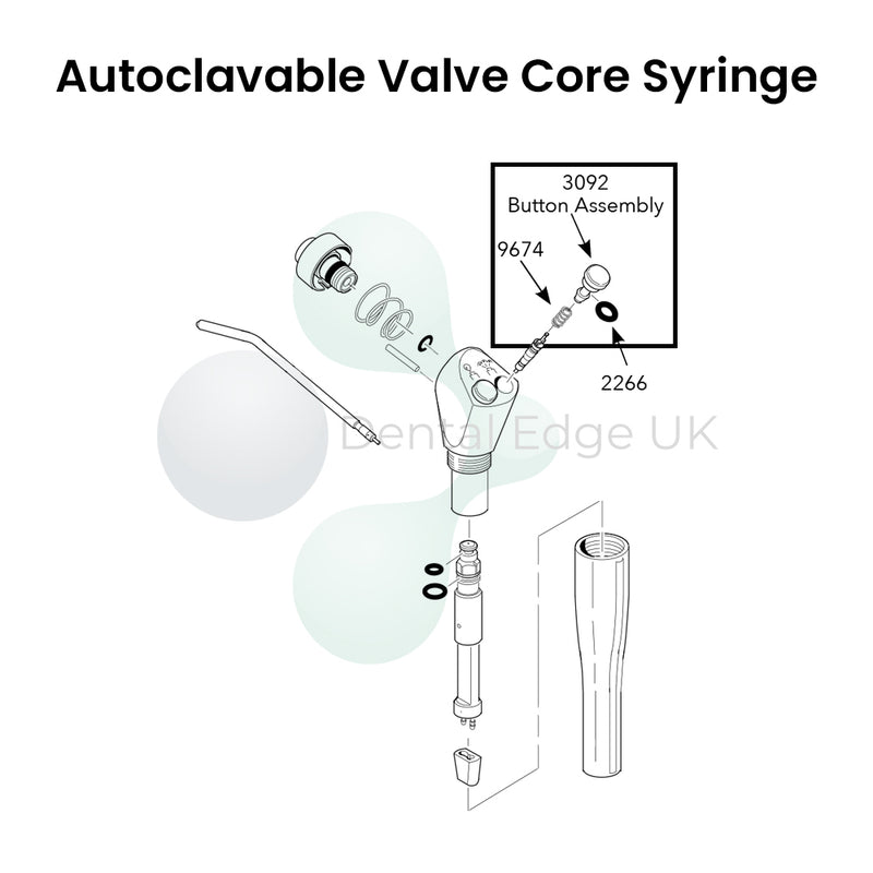 Dental Edge UK -  DCI 3092 3 in 1 Autoclavable Valve Core Syringe Button and Spring