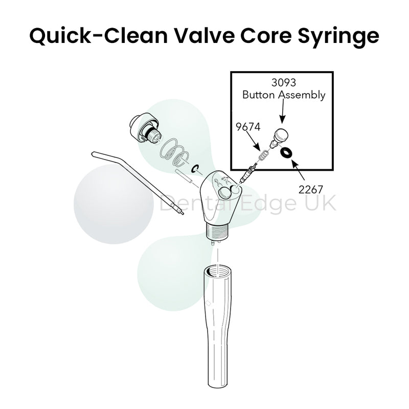 Dental Edge UK -  DCI 3093 3 in 1 Quick-Clean Valve Core Syringe Button and Spring
