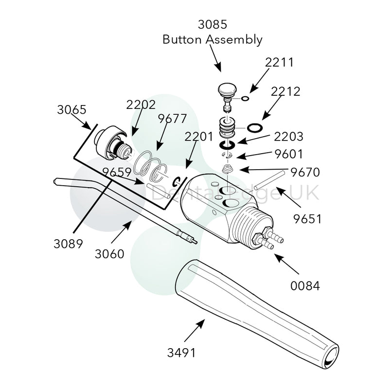 Dental Edge UK -  DCI 3450 3 in 1 Syringe, Quick Clean, Euro-Style (Continental)