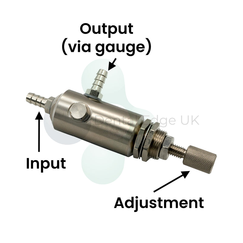 Dental Edge UK -  DCI 7205 Pneumatic 150 psi Mini Air Regulator, 10-32 Thread 1/8" Barb Input, Self-Relieving