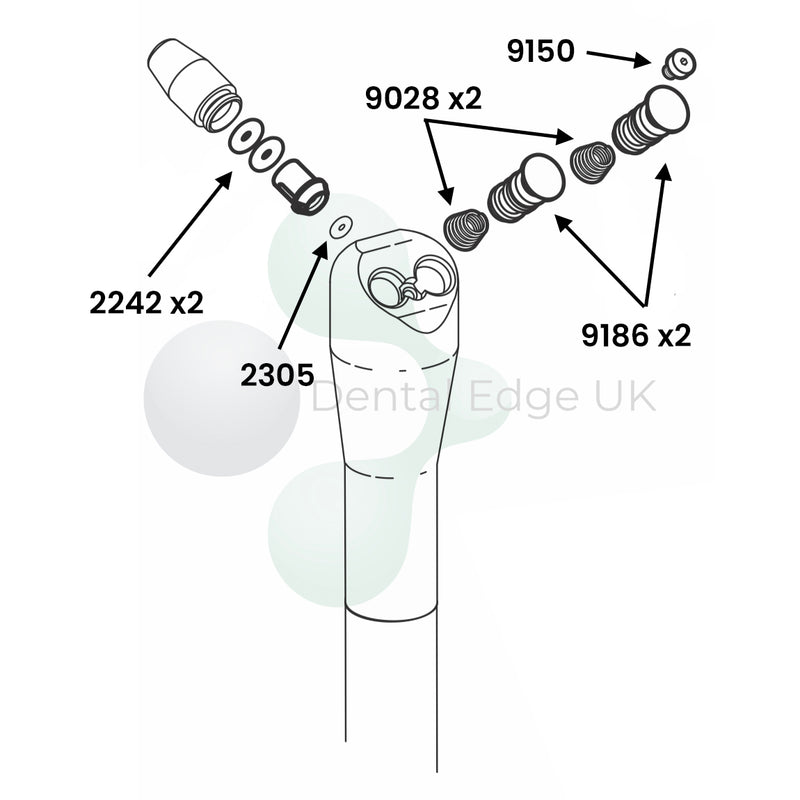 Dental Edge UK -  DCI 9347 3 in 1 Buttons and Repair Kit to Fit Adec Syringe